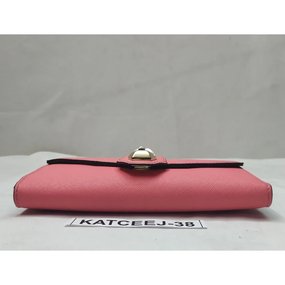 Rebecca Minkoff Pink Leather Tunlock Credit Card ID Window Bifold Wallet